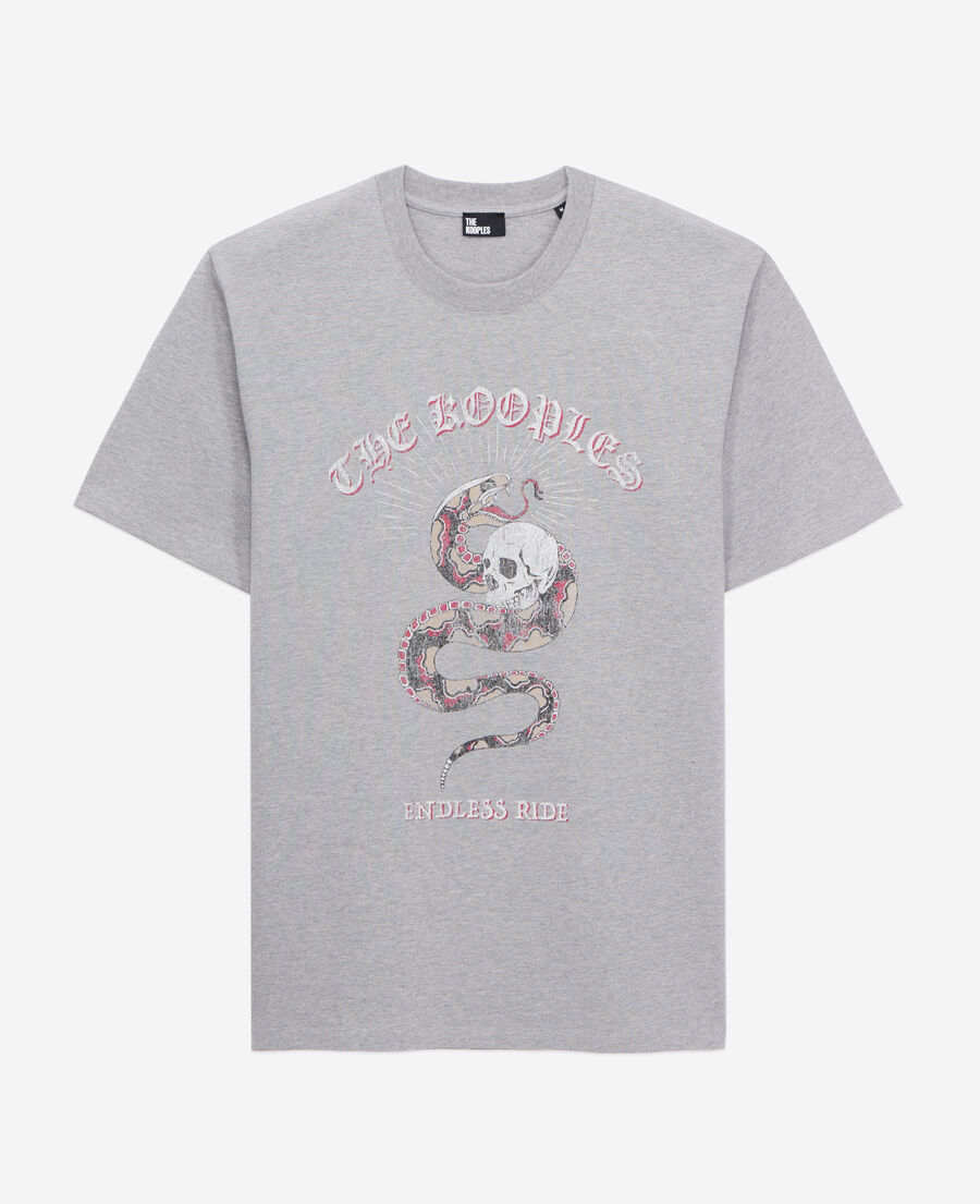 t-shirt homme gris clair avec sérigraphie sneaky snake