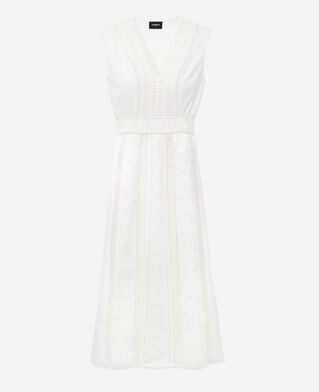 The Kooples DAMEN OFF WHITE ärmelloses ecrufarbenes kleid mit stickerei