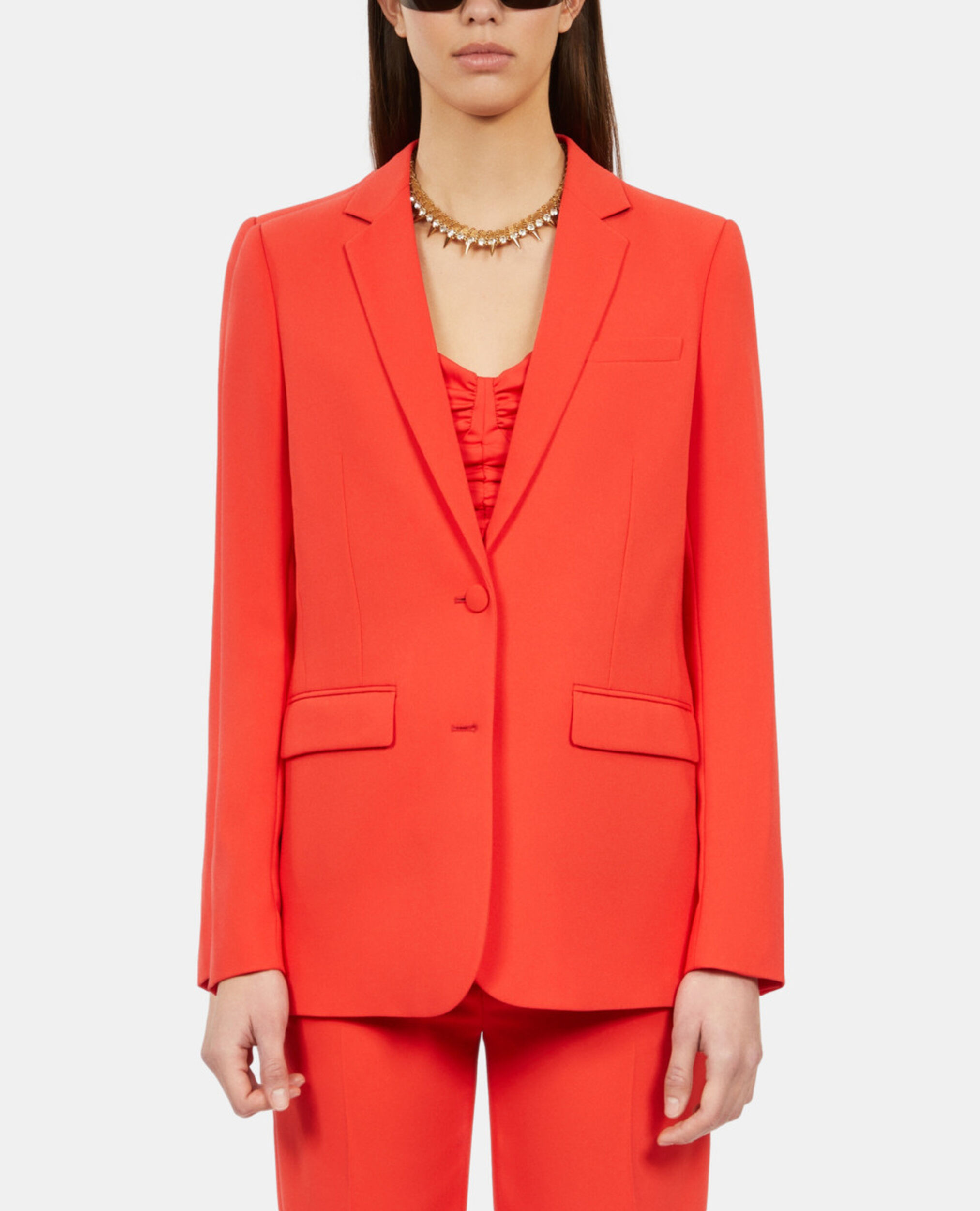 Red crepe suit jacket, RED, hi-res image number null