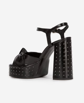 The Kooples FEMME BLACK sandales à talons cloutées en cuir noir