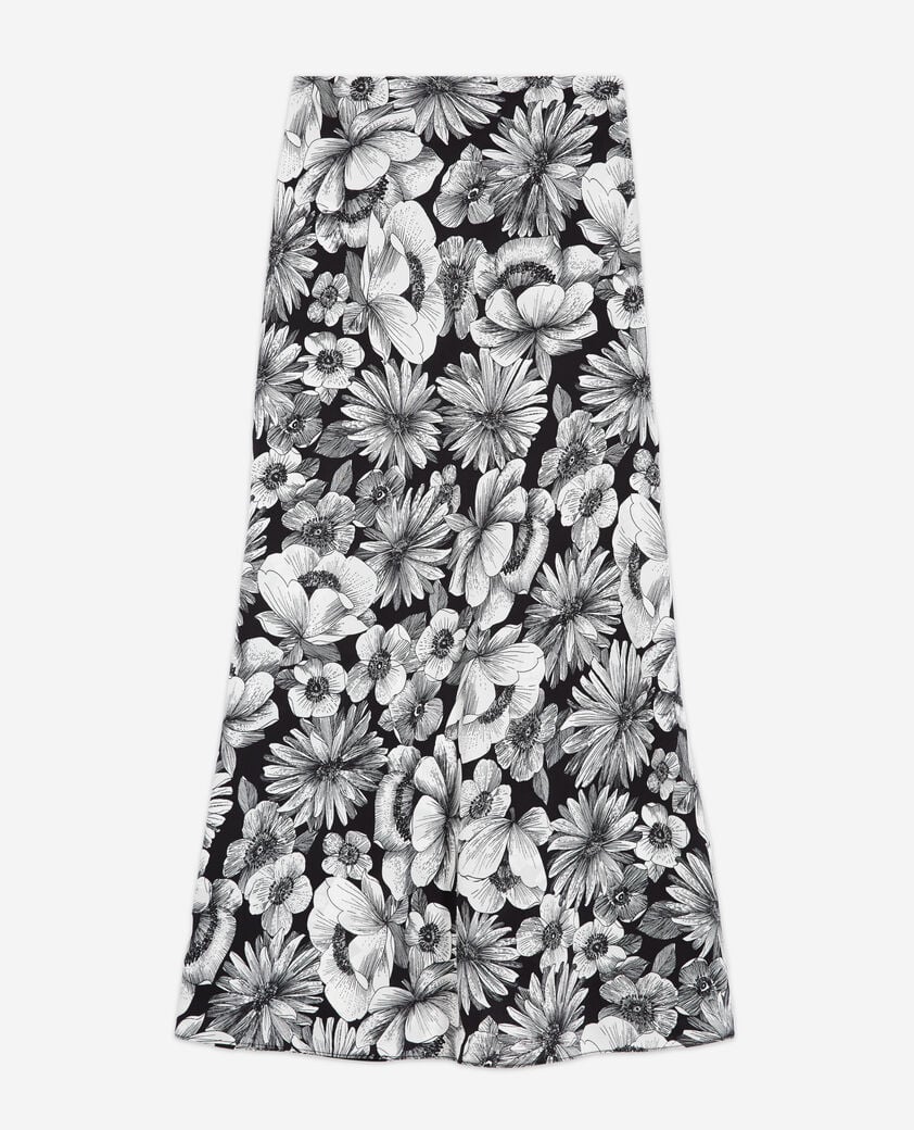 The Kooples F BLACK WHITE long floral silk skirt