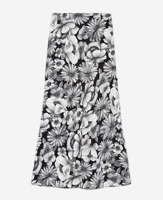 The Kooples FEMME BLACK WHITE jupe longue en soie fleurie