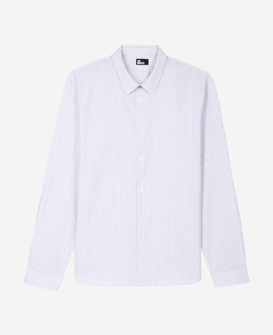 The Kooples HOMME BLUE WHITE chemise à fines rayures bleu clair
