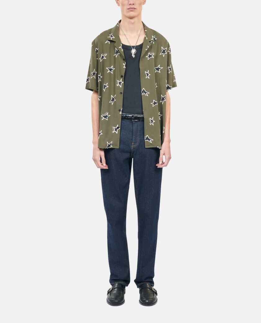 The Kooples H KAKI BLACK short-sleeved star printed shirt