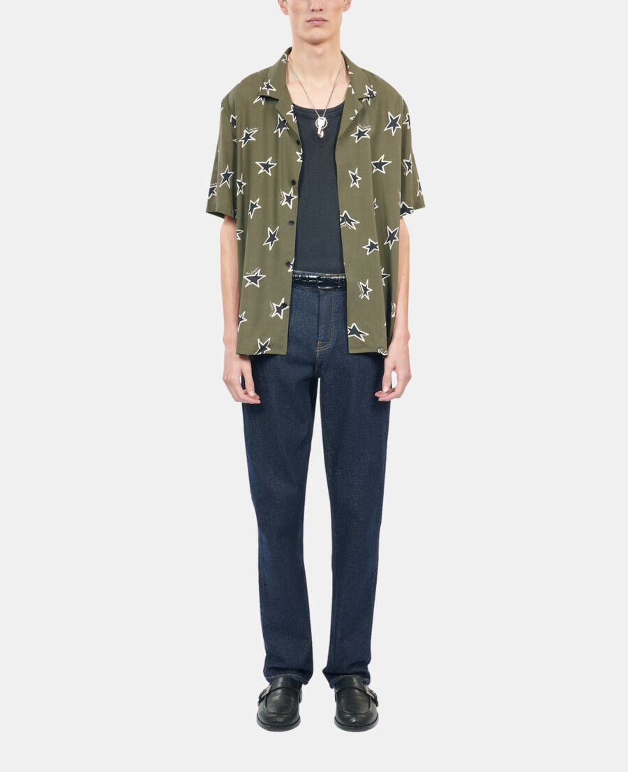The Kooples H KAKI BLACK short-sleeved star printed shirt