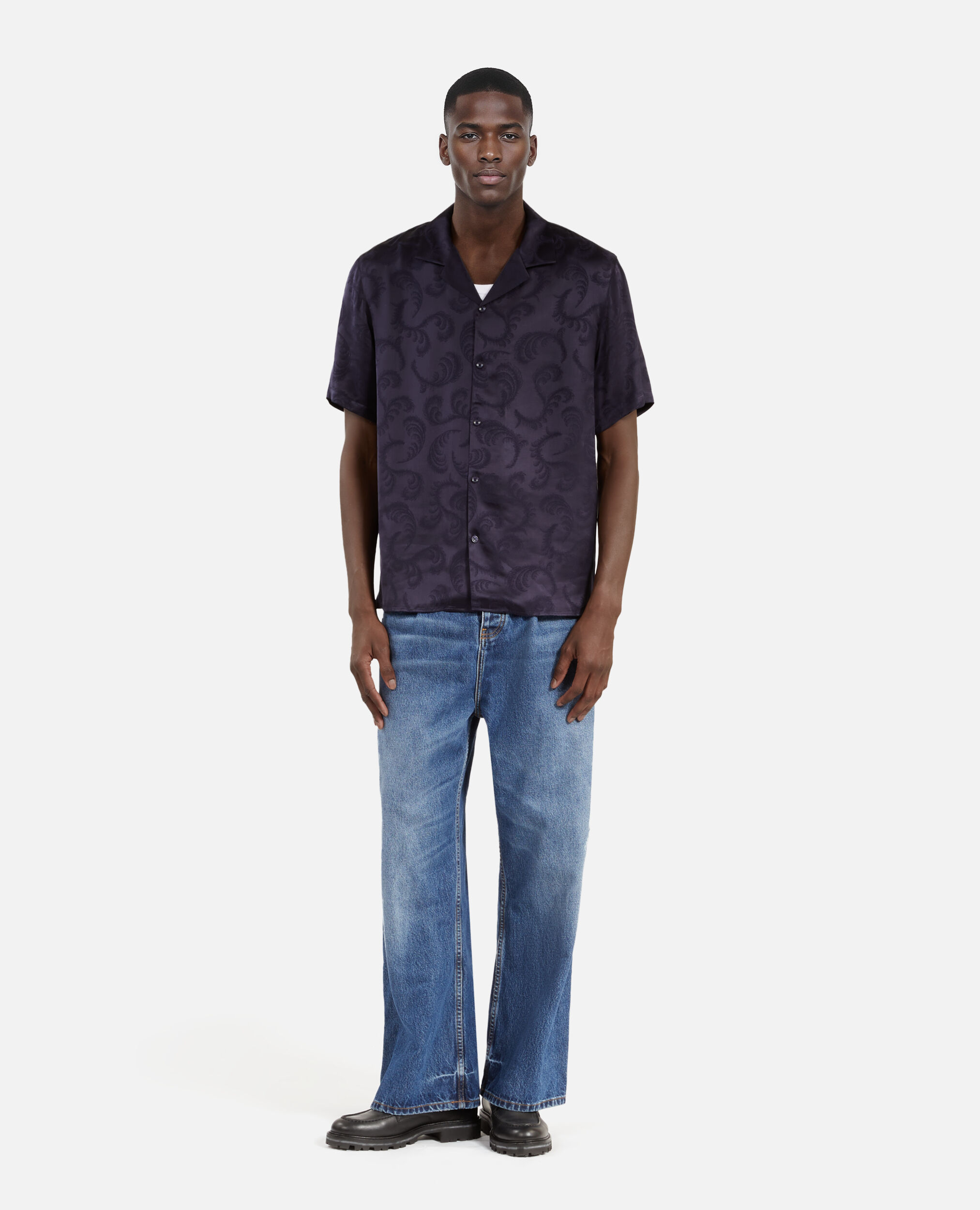 Short-sleeved navy shirt, NAVY, hi-res image number null