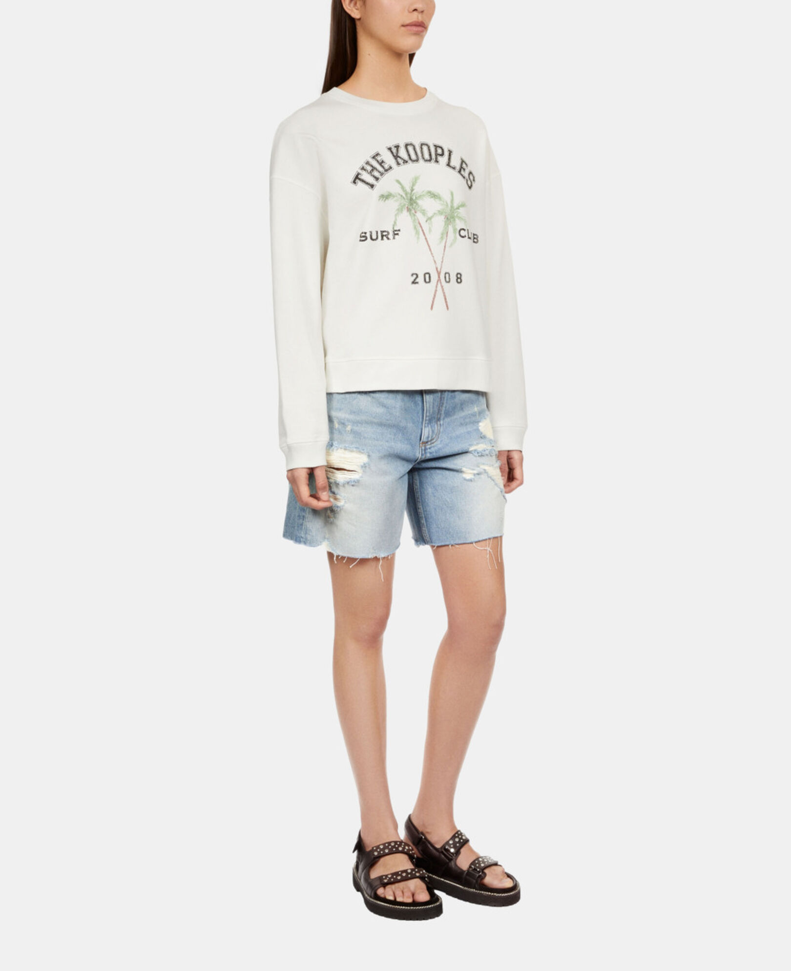 The Kooples WOMEN ECRU ecru sweatshirt with surf club serigraphy