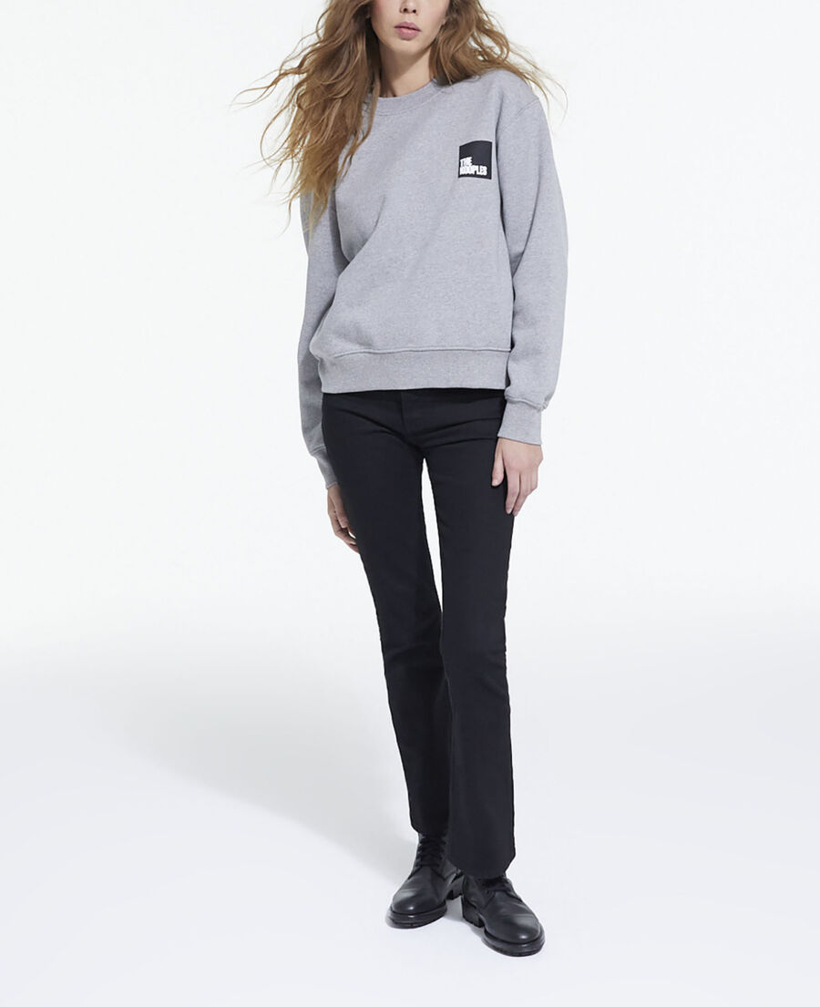 gray sweatshirt with logo