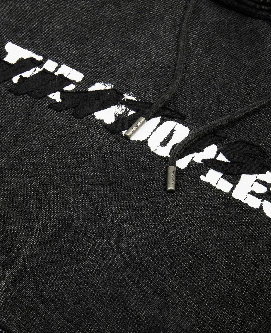 The Kooples MEN BLACK WASHED black what is hooded sweatshirt