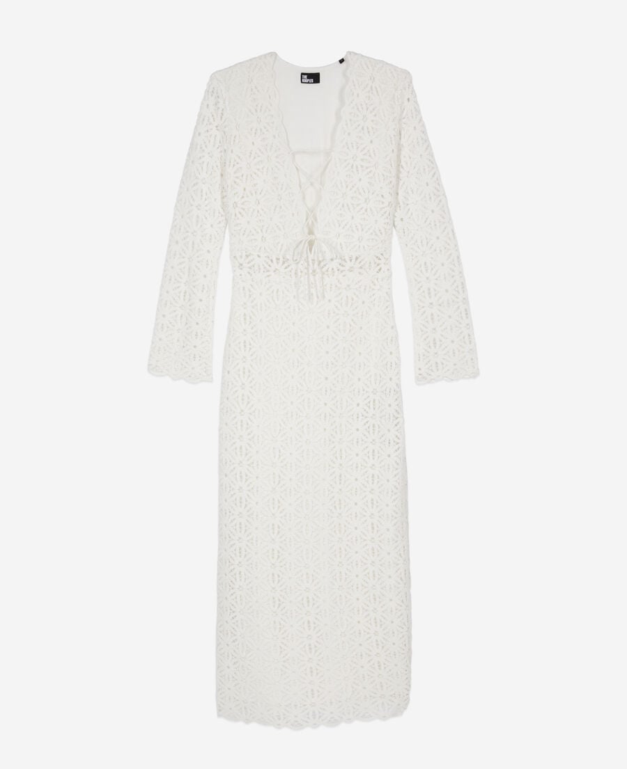 The Kooples FEMME WHITE robe longue en guipure blanche