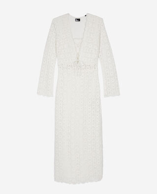 The Kooples FEMME WHITE robe longue en guipure blanche
