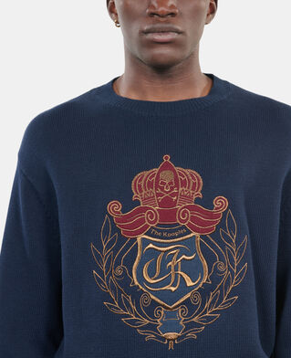 The Kooples HOMME NAVY pull en coton bleu marine