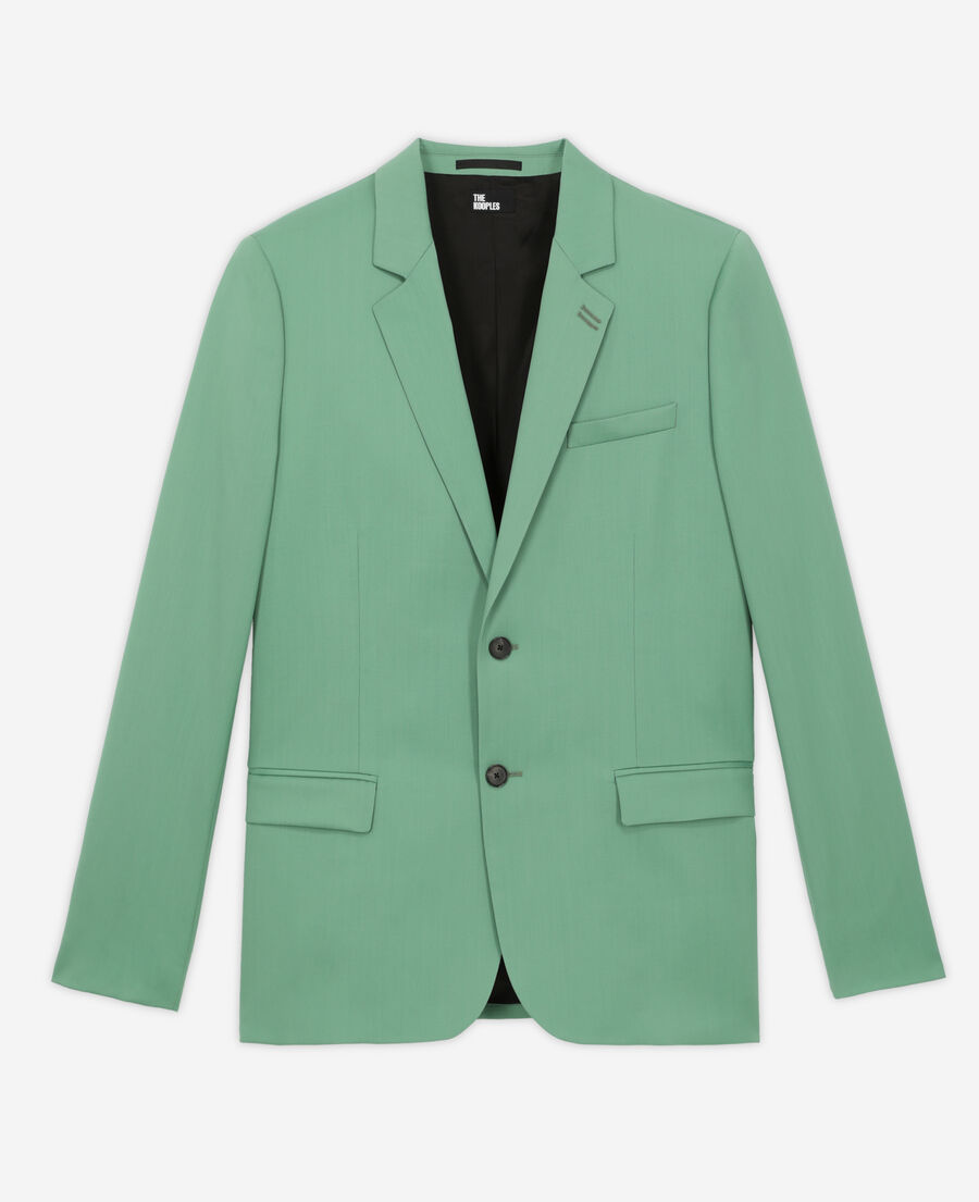 green wool suit jacket