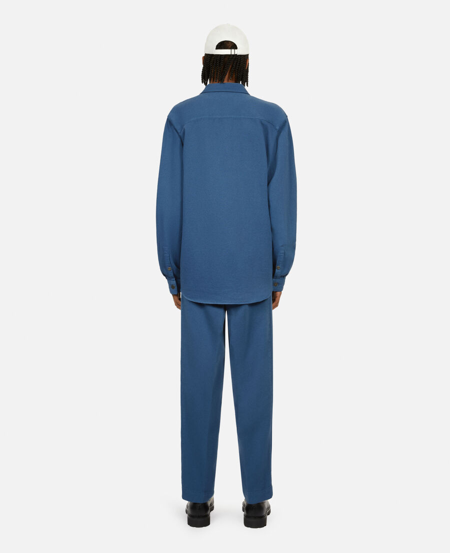 chemise bleue en lin et coton