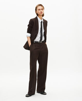 The Kooples FEMME BROWN veste tailleur en laine mélangée marron