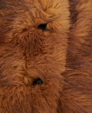 The Kooples DAMEN CHOCOLATE langer mantel in pelzoptik braun