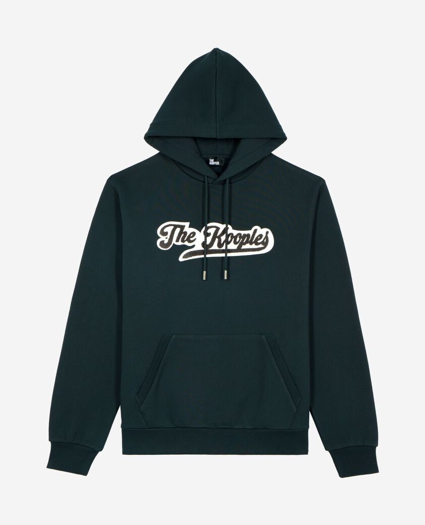 The Kooples MEN BOTTLE GREEN hooded sweatshirt with dark green patch