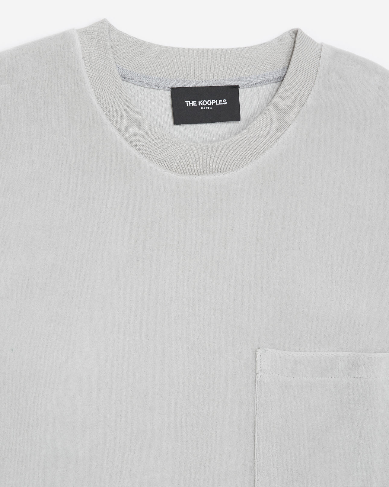 The Kooples MEN LIGHT GREY gray velvet t-shirt with breast pocket