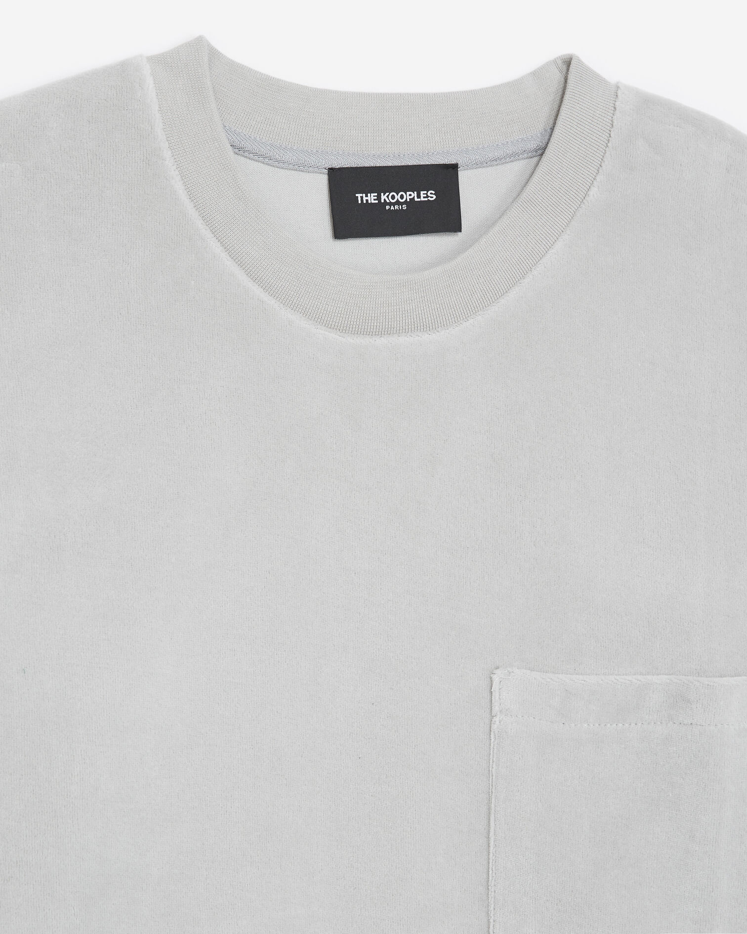 Gray velvet T-shirt with breast pocket, LIGHT GREY, hi-res image number null