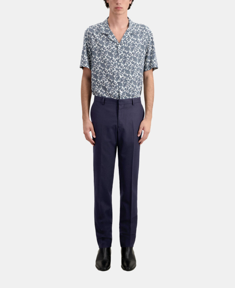 The Kooples HOMME NAVY pantalon de costume bleu marine en flanelle
