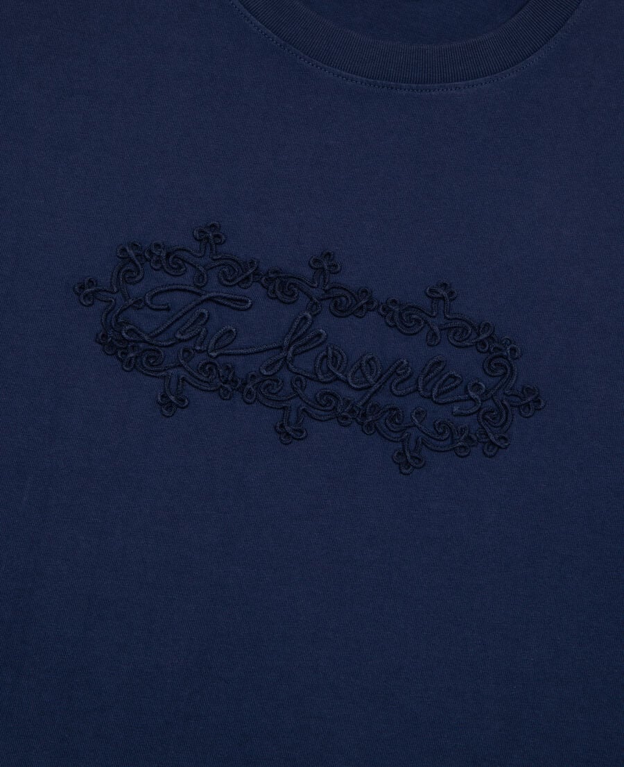 The Kooples HOMME DARK NAVY t-shirt avec broderie logo bleu marine