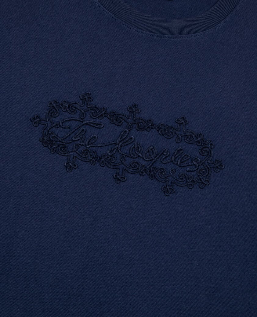 The Kooples HOMME DARK NAVY t-shirt avec broderie logo bleu marine