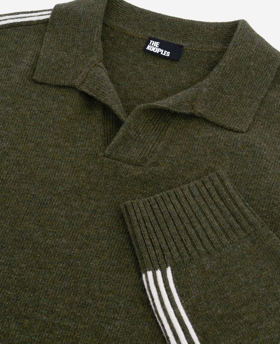 The Kooples HERREN GREEN wollpullover mit rollkragen und kontrastierenden khakistreifen
