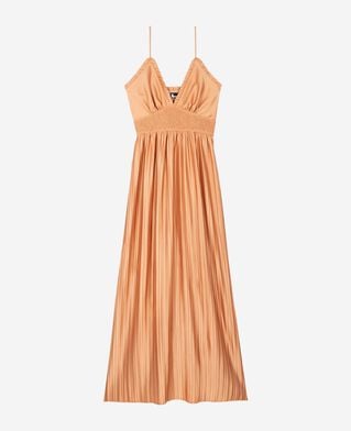 The Kooples F CAMEL light orange pleated maxi dress