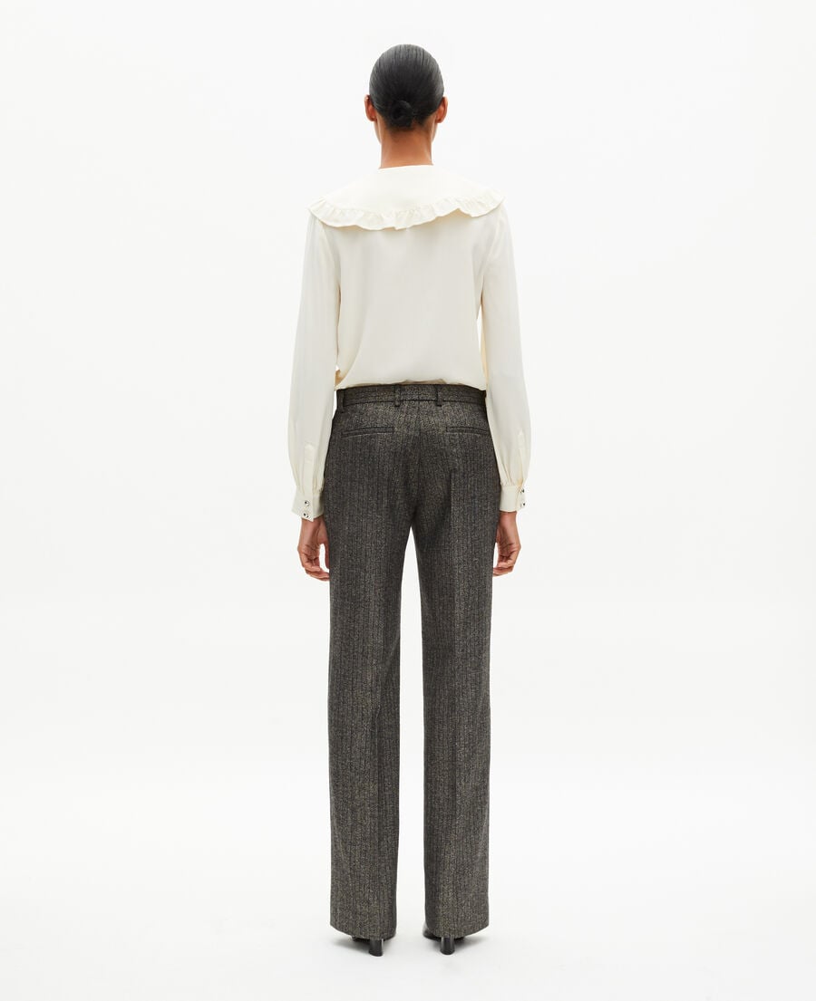 The Kooples WOMEN BLACK gold and black lurex herringbone straight-leg pants