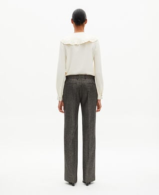 The Kooples WOMEN BLACK gold and black lurex herringbone straight-leg pants