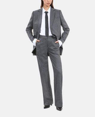 The Kooples F LIGHT GREY straight striped tailored pants