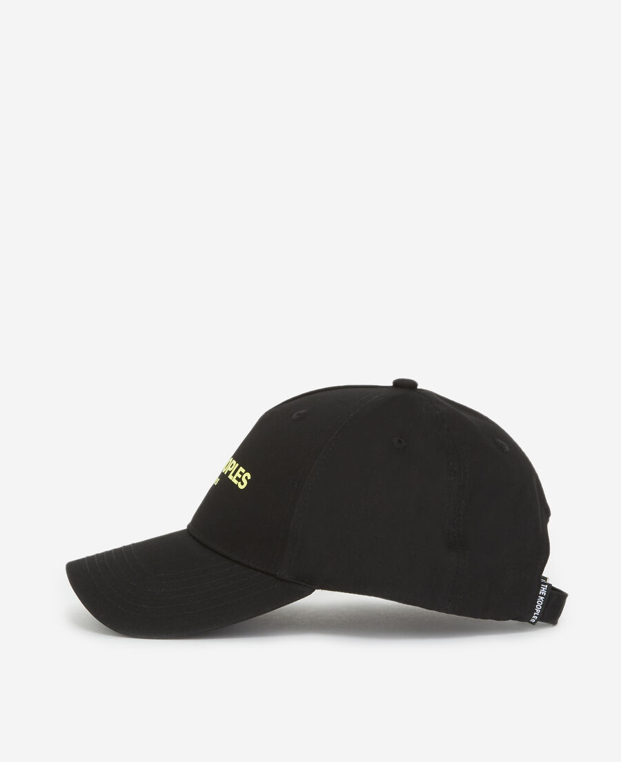 black cap in cotton with fluorescent logo