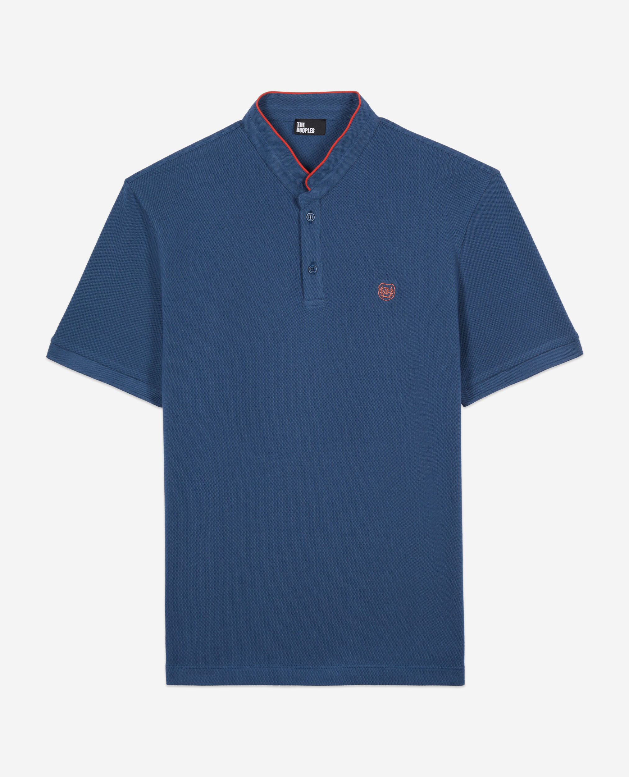 Royal blue cotton pique polo t-shirt, MIDDLE NAVY, hi-res image number null