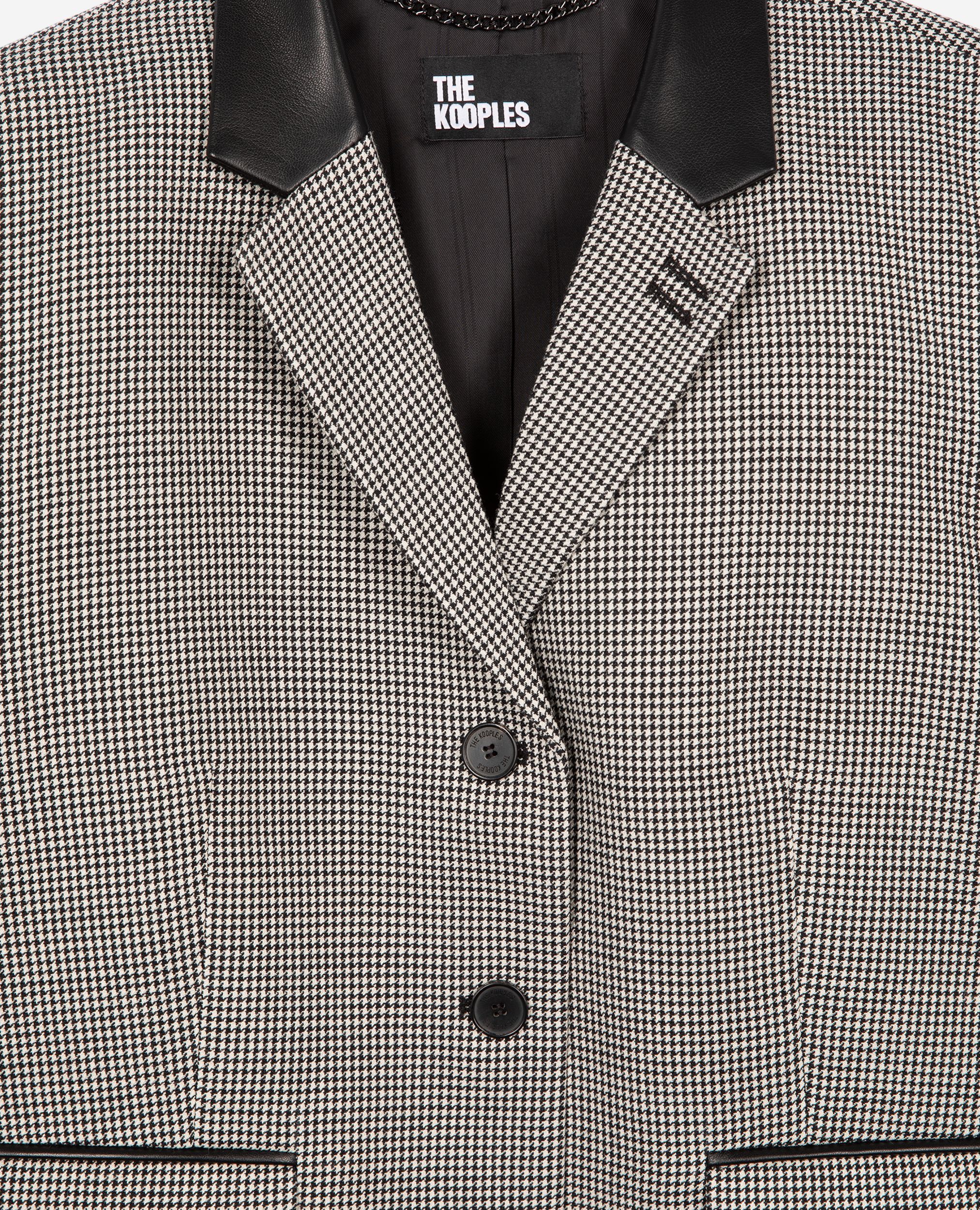 Short black and white houndstooth tailored jacket | The Kooples US