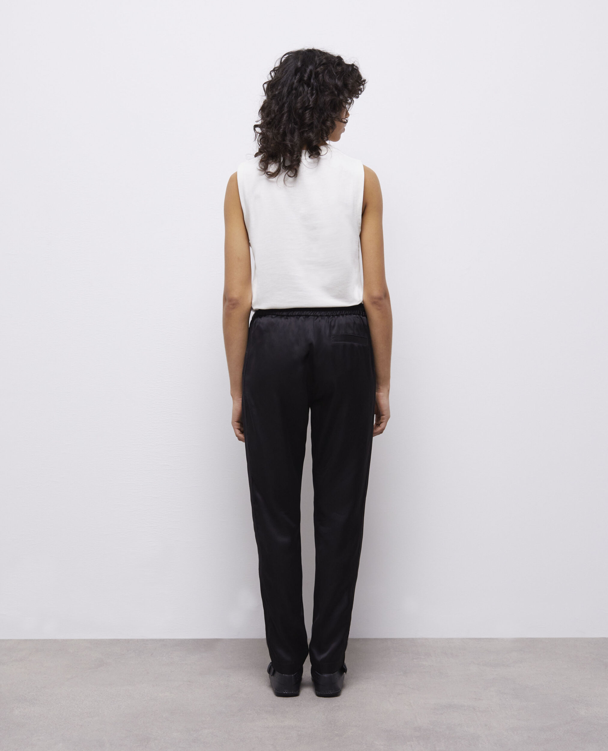 Black satin shop joggers womens