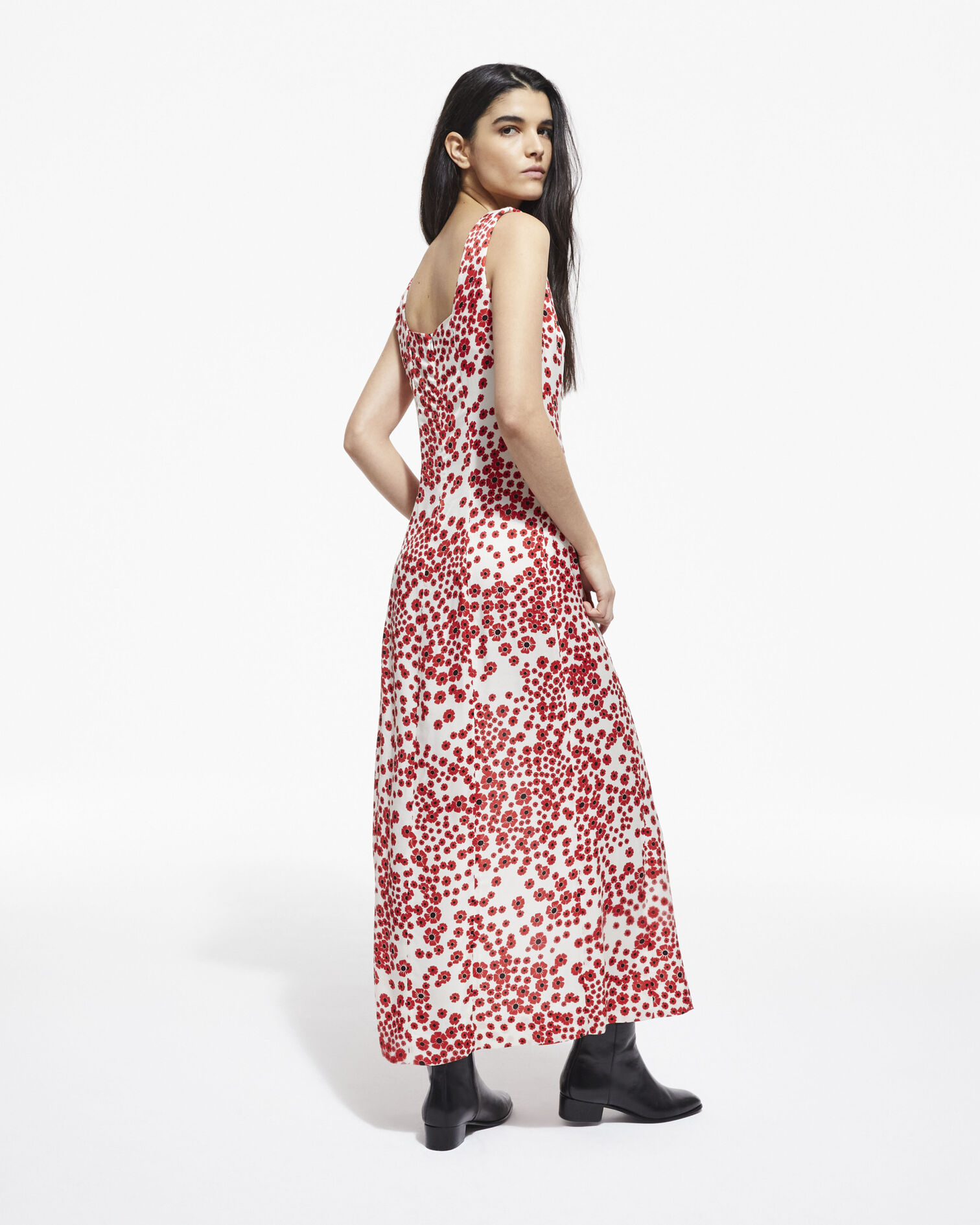 Long floral dress, RED / WHITE, hi-res image number null