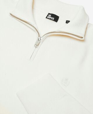 The Kooples MEN ECRU double-sided ecru wool crew neck sweater