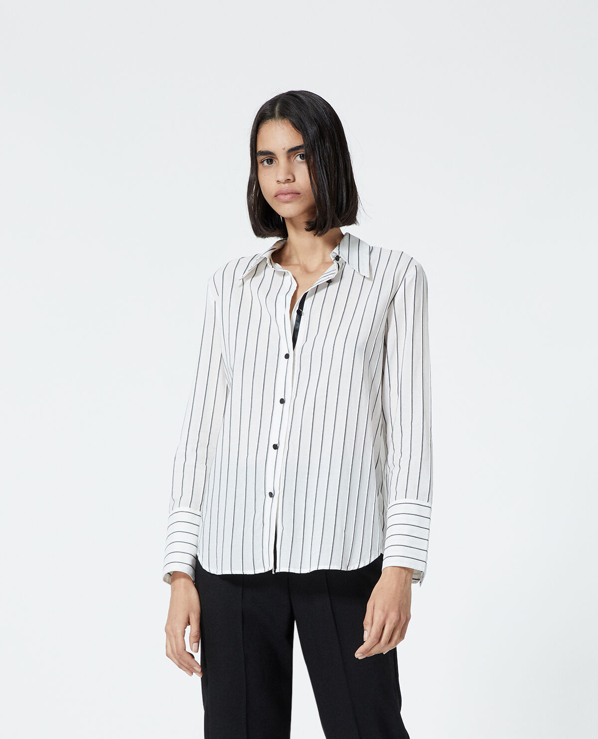 Chemise blanche coton rayures noires The Kooples