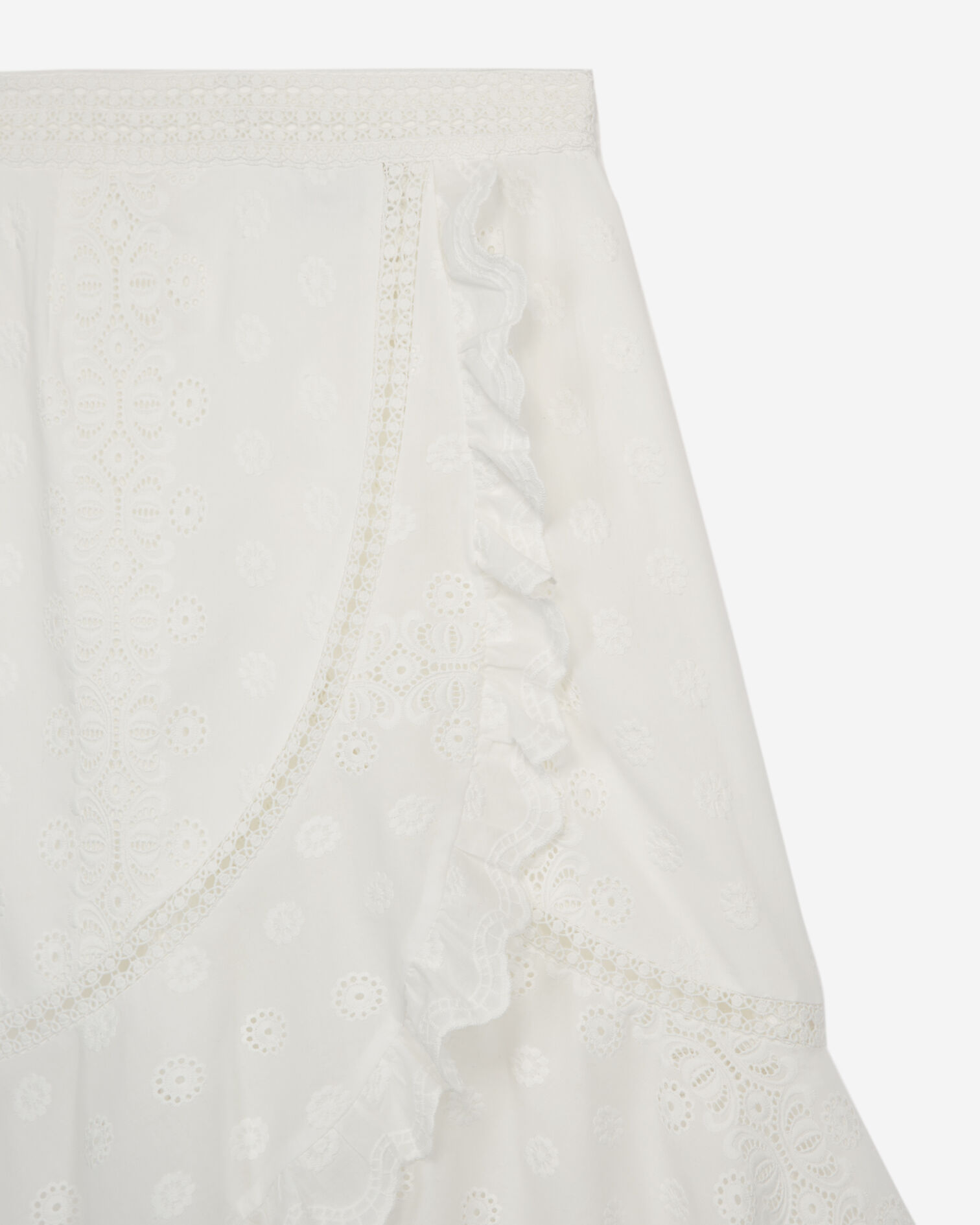 Embroidered long ecru skirt with frills, ECRU, hi-res image number null