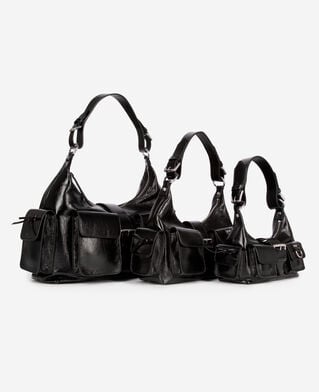 The Kooples F BLACK amelia bag in black cracked leather