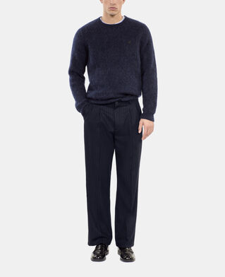 The Kooples H DARK NAVY navy blue striped wide-leg trousers