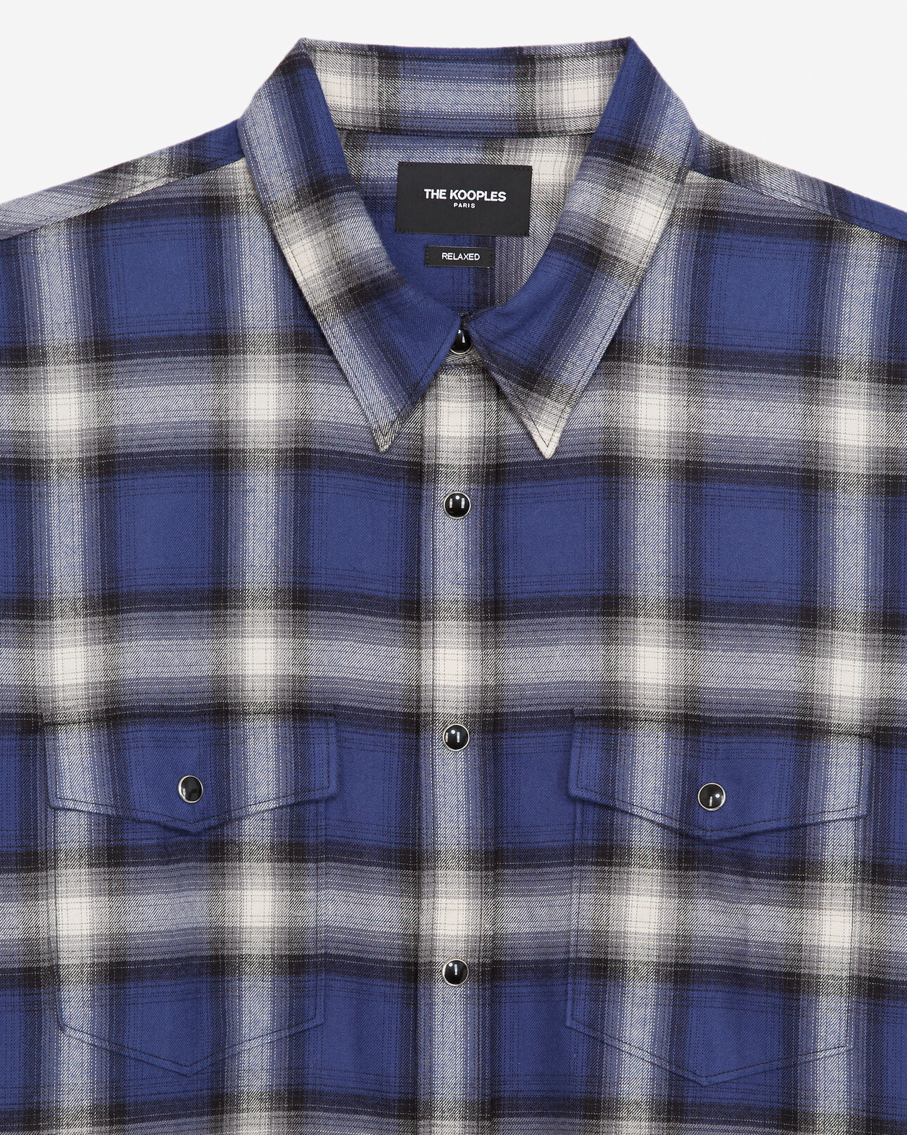 The Kooples HOMME BLUE GREY chemise coton bleu et blanc carreaux