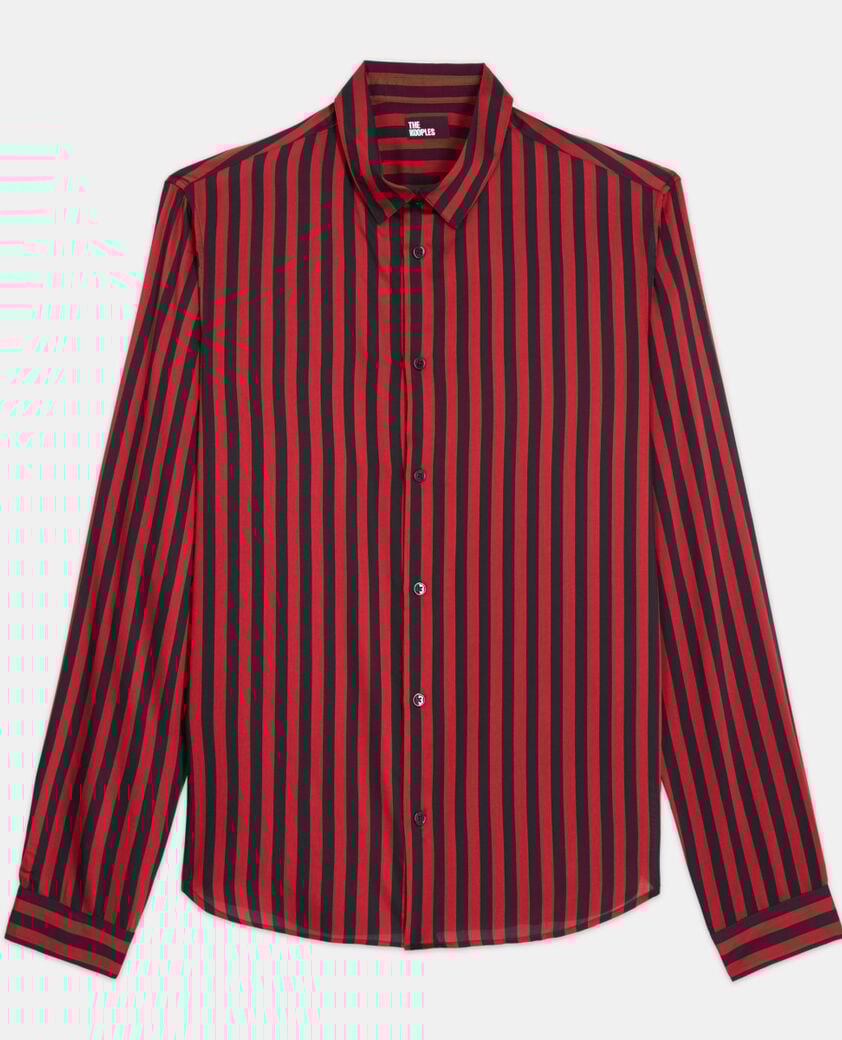 The Kooples HOMME RED / BLACK chemise col classique à rayures