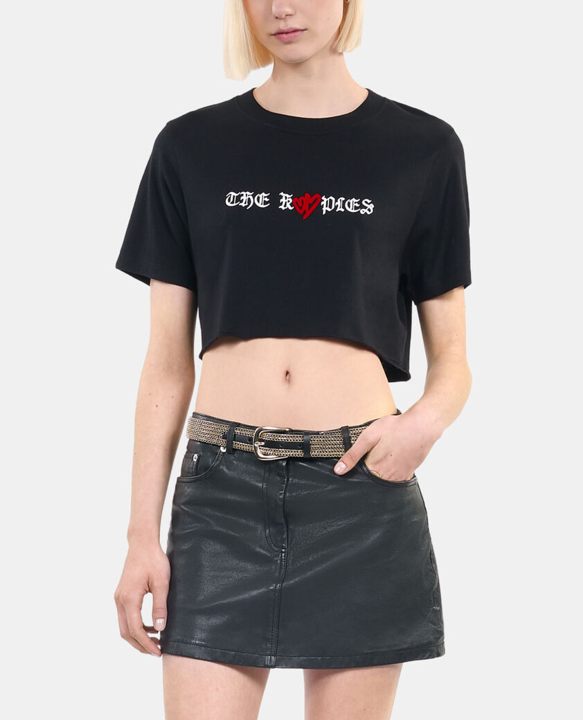 The Kooples FEMME BLACK t-shirt court avec sérigraphie noir