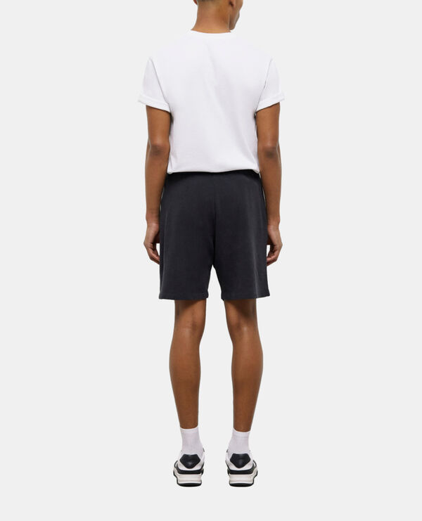 The Kooples HERREN BLACK WASHED schwarze shorts aus molton mit stickereien