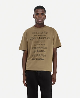 The Kooples HERREN LIGHT BROWN t-shirt mit braunem siebdruck