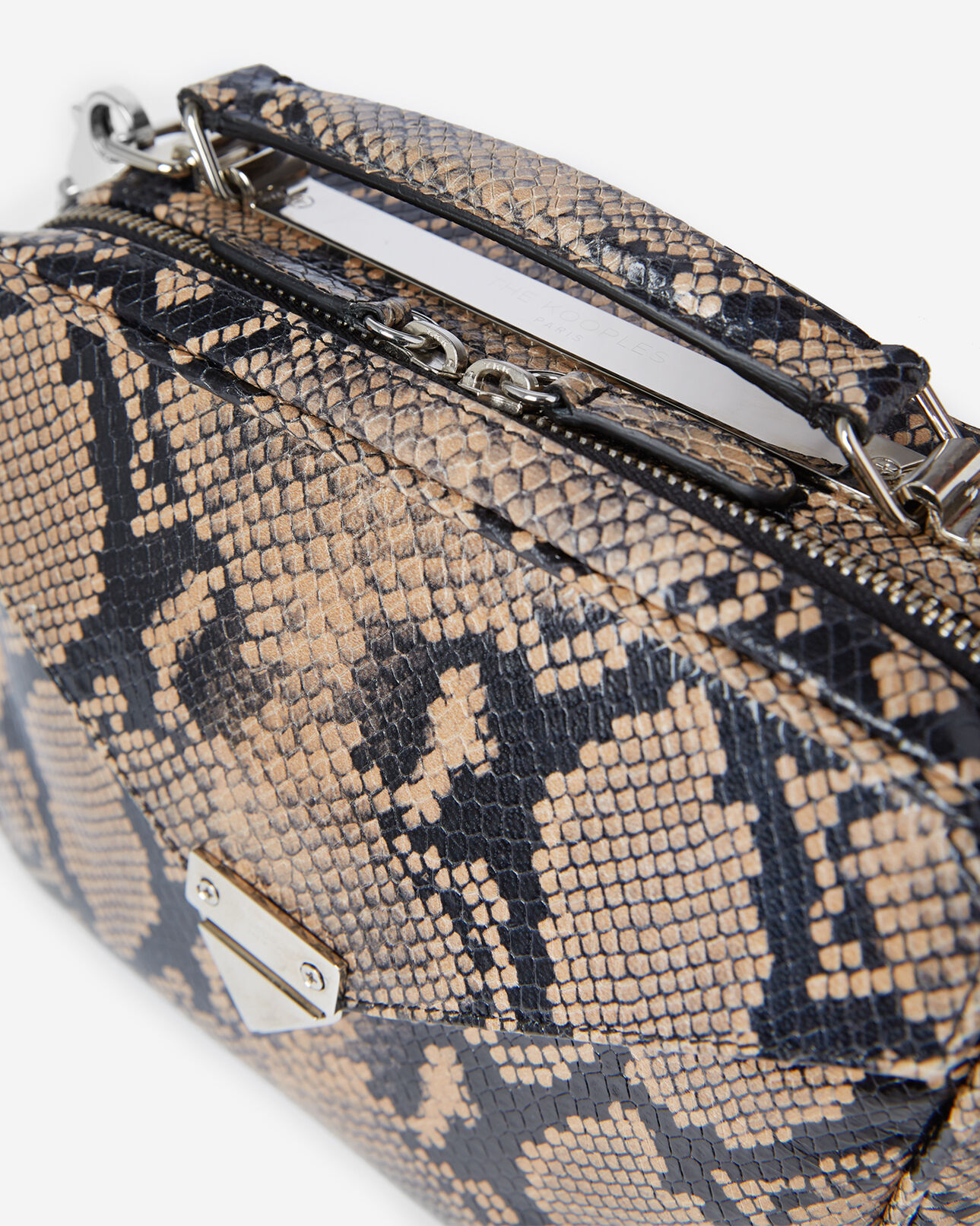 The Kooples FEMME BEIGE sac barbara medium beige cuir python