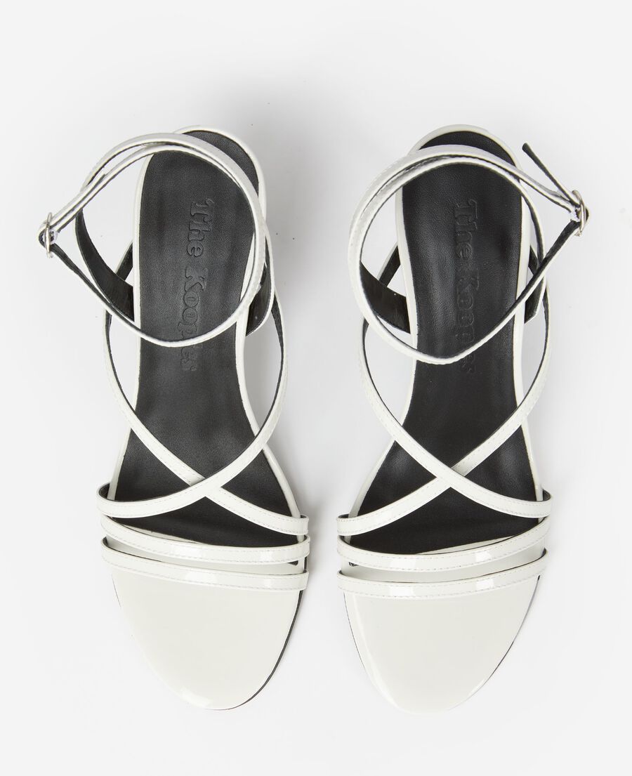 The Kooples F ECRU white patent leather heeled sandals