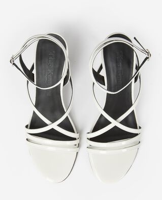 The Kooples F ECRU white patent leather heeled sandals