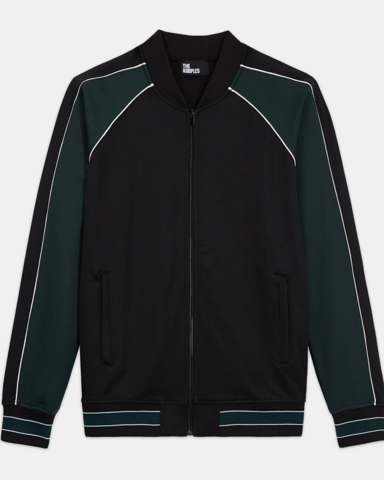 The Kooples HOMME VERT BOUTEILLE sweatshirt zippé bicolore